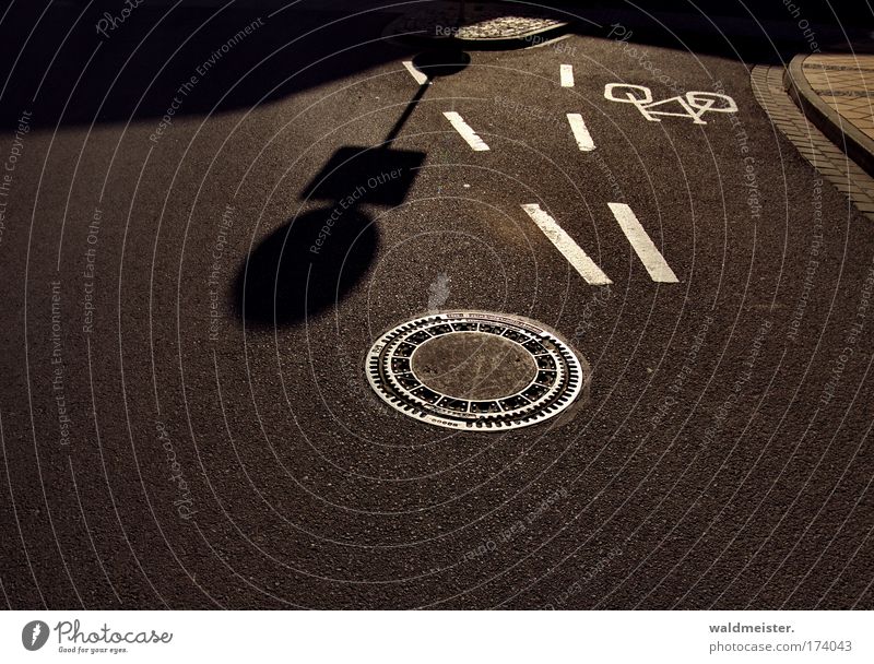 Road and cycle path Shadow Light (Natural Phenomenon) Transport Traffic infrastructure Road traffic Street Road sign Vacation & Travel Effluent