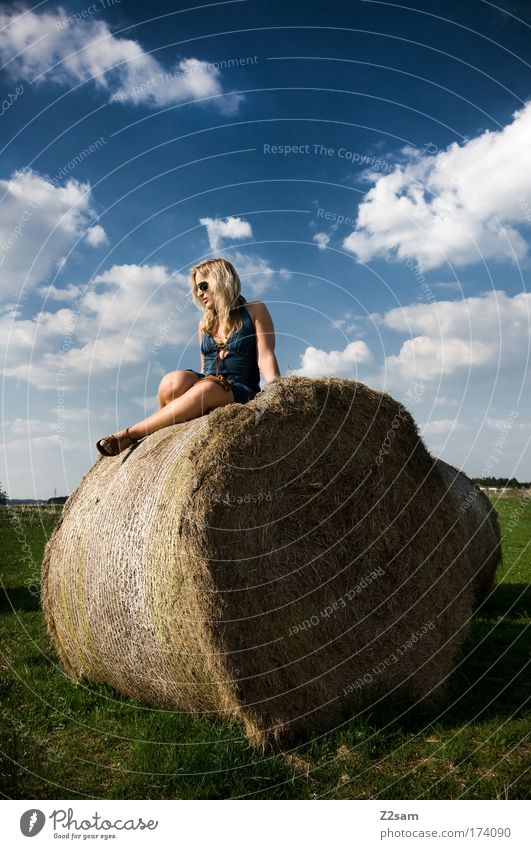 lena in heaven Colour photo Exterior shot Human being Feminine Young woman Youth (Young adults) 18 - 30 years Adults Environment Nature Landscape Grass Field