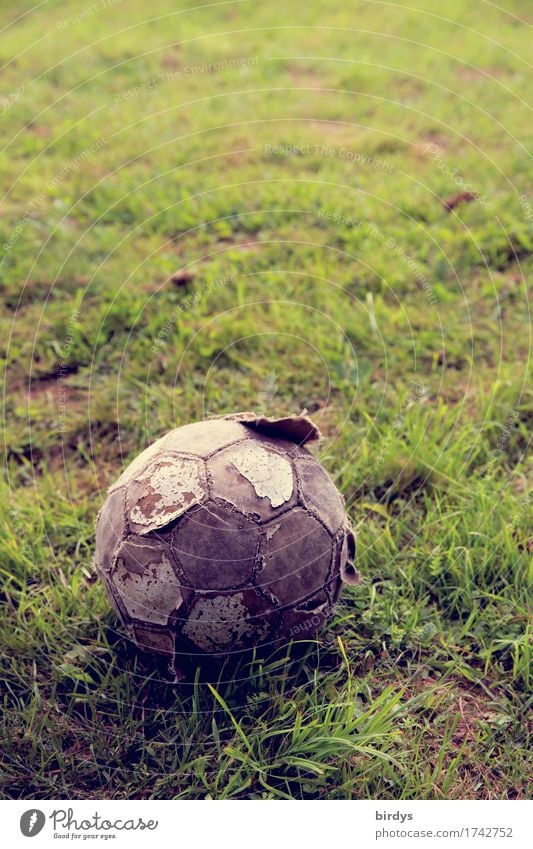as long as it rolls... Ball sports Soccer Football pitch Meadow Foot ball Old Utilize Wait Broken Round Modest Poverty Society Hope Passion Transience Value