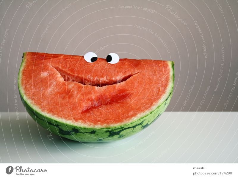 laughing Willy Colour photo Food Fruit Dessert Nutrition Healthy Delicious Green Red Emotions Moody Joy Happy Happiness Laughter Face Eyes Vitamin