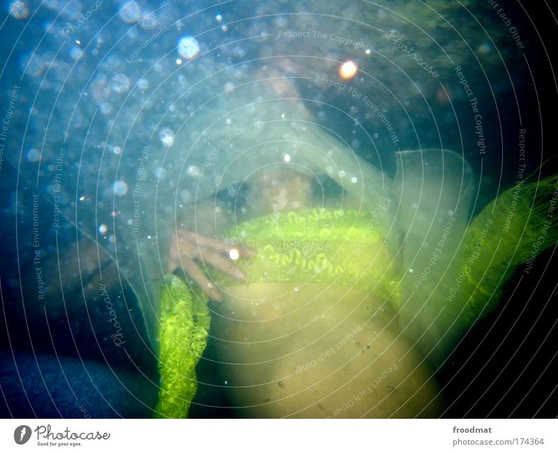 wet dream Colour photo Multicoloured Underwater photo Day Flash photo Blur Looking away Human being Feminine Young woman Youth (Young adults) Woman Adults Chest