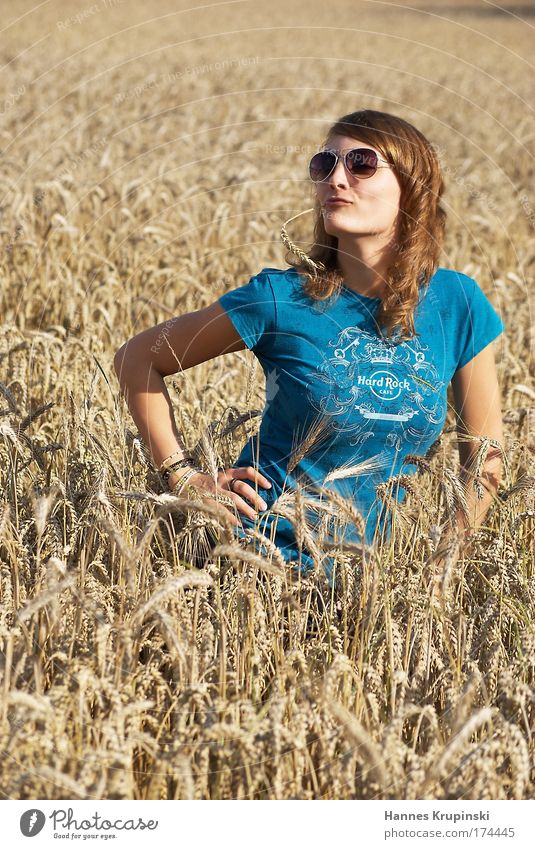After the harvest Colour photo Exterior shot Day Portrait photograph Forward Human being Feminine Young woman Youth (Young adults) 1 18 - 30 years Adults