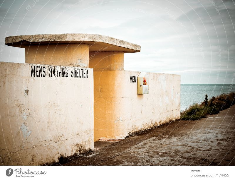 bathing bunker Colour photo Subdued colour Exterior shot Day Coast Lakeside Beach Ocean Swimming & Bathing Extract Concrete Concrete wall Architecture Yellow