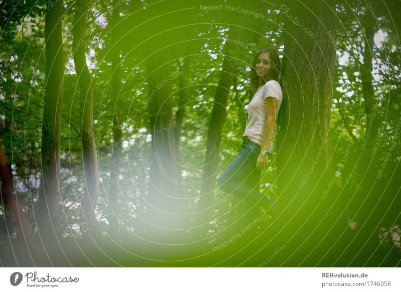 Julia in the woods. Leisure and hobbies Human being Feminine Young woman Youth (Young adults) 1 18 - 30 years Adults Environment Nature Landscape Tree Forest