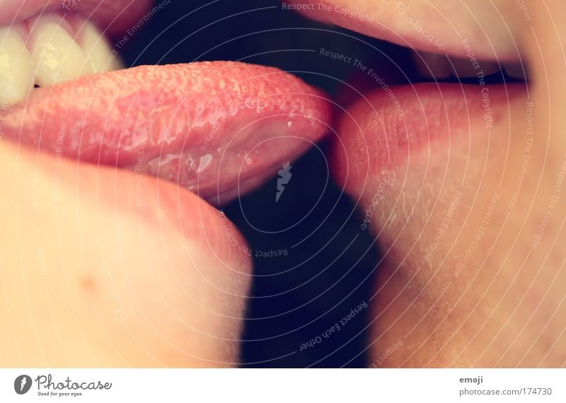 little game Colour photo Close-up Detail Macro (Extreme close-up) Human being Couple Mouth Lips Teeth Tongue 2 Kissing Smiling Love Playing