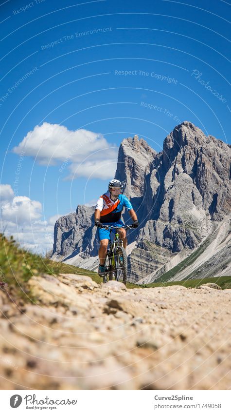 freeride Leisure and hobbies Sports Cycling Human being Masculine Man Adults 1 30 - 45 years Landscape Elements Sky Clouds Rock Alps Mountain Peak