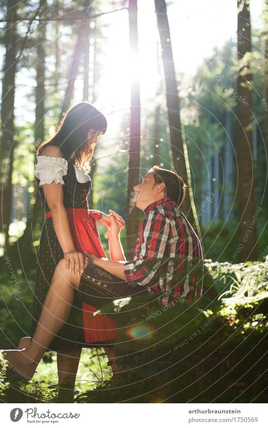 Couple in traditional costume in nature Style Vacation & Travel Tourism Trip Summer vacation Oktoberfest Wedding Human being Masculine Feminine Young woman