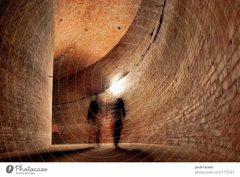 RESERVOIR for two Cistern Wall (building) Storehouse Brick Brown Moody Together Serene Vault Illusion Structures and shapes Artificial light Shadow Silhouette