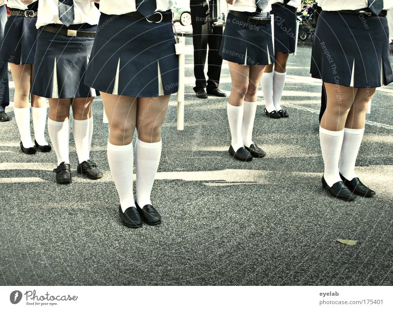 Is marching a girl's thing? Colour photo Exterior shot Close-up Detail Copy Space bottom Day Shadow Sunlight Sunbeam Central perspective Long shot Wide angle