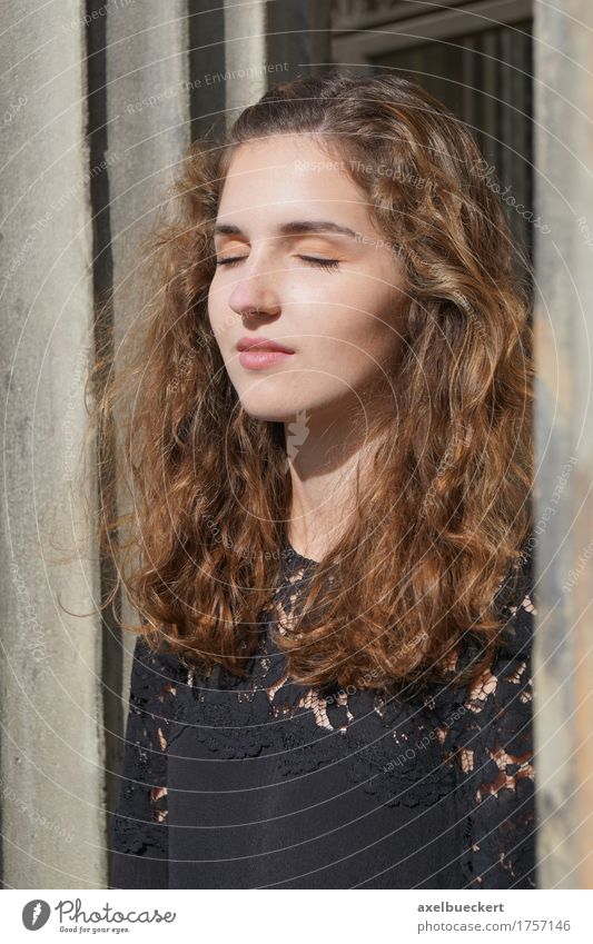 girl enjoying the sunshine on her face Lifestyle Beautiful Face Leisure and hobbies Sun Human being Feminine Young woman Youth (Young adults) Woman Adults 1