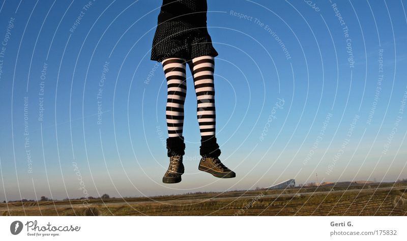 extremities Legs Hang Flying go up go up in the air Chucks Stockings Tights Striped Black & white photo tutu balettkleid Alpincenter Bottrop Landscape Blue