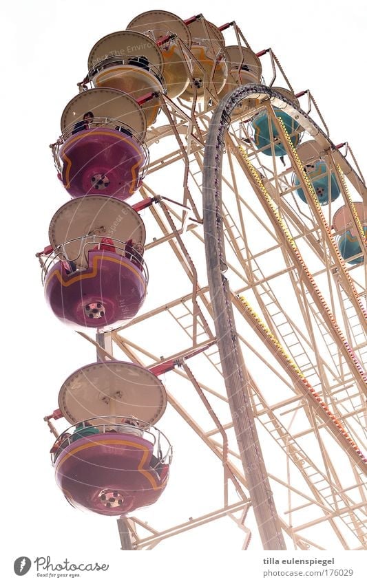 ( Colour photo Exterior shot Day Sunlight Back-light Leisure and hobbies Fairs & Carnivals Infancy Life To enjoy Joy Happiness Memory Ferris wheel Rotate