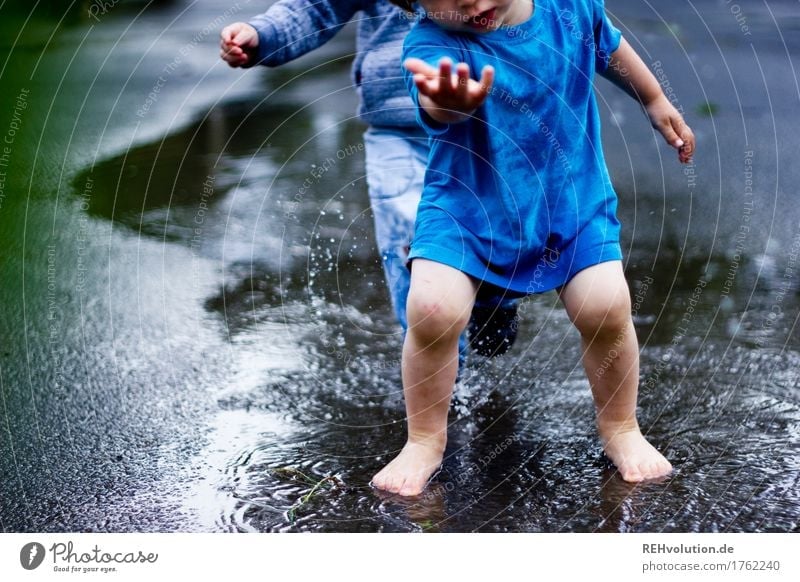 puddle fun Playing Human being Masculine Child Toddler Boy (child) Friendship Infancy 2 1 - 3 years Water Puddle Joy Wet Inject Rain Weather Summer Together