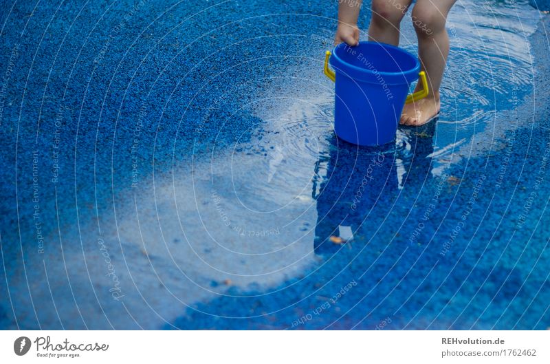 It was summer Swimming pool Human being Child Toddler Infancy 1 1 - 3 years Summer Bucket Water Playing Happy Naked Wet Curiosity Joy Happiness Contentment