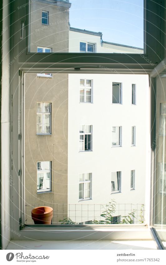 live view Vantage point View from a window Berlin Facade Window House (Residential Structure) Backyard Interior courtyard interior Ventilate Deserted Open