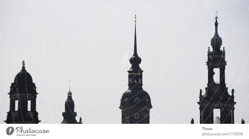 Dresden Towers Subdued colour Exterior shot Deserted Copy Space left Copy Space top Day Shadow Contrast Silhouette Capital city Old town Skyline Church Castle