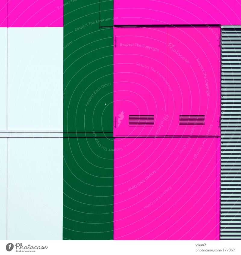 graphic pink. Colour photo Multicoloured Exterior shot Detail Deserted Copy Space middle Light Tool Machinery House (Residential Structure) Wall (barrier)