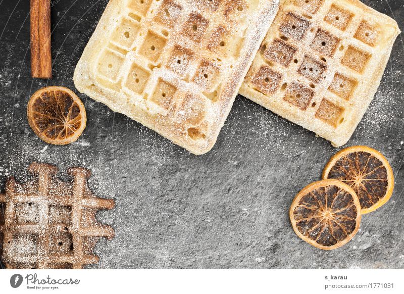 winter waffles Food Dough Baked goods Cake Dessert Candy To have a coffee Fragrance Sweet Brown Gray To enjoy Waffle Winter Chocolate Vanilla pod Cinnamon