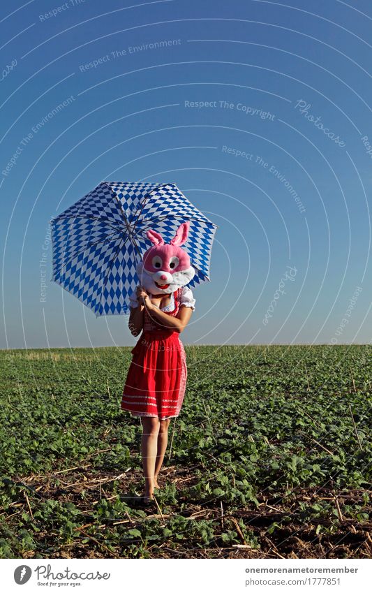 Oktoberfest - To him! Lifestyle Creativity Surrealism Hare & Rabbit & Bunny Traditional costume Umbrella Umbrellas & Shades Pattern Bavaria Kitsch Walking Field