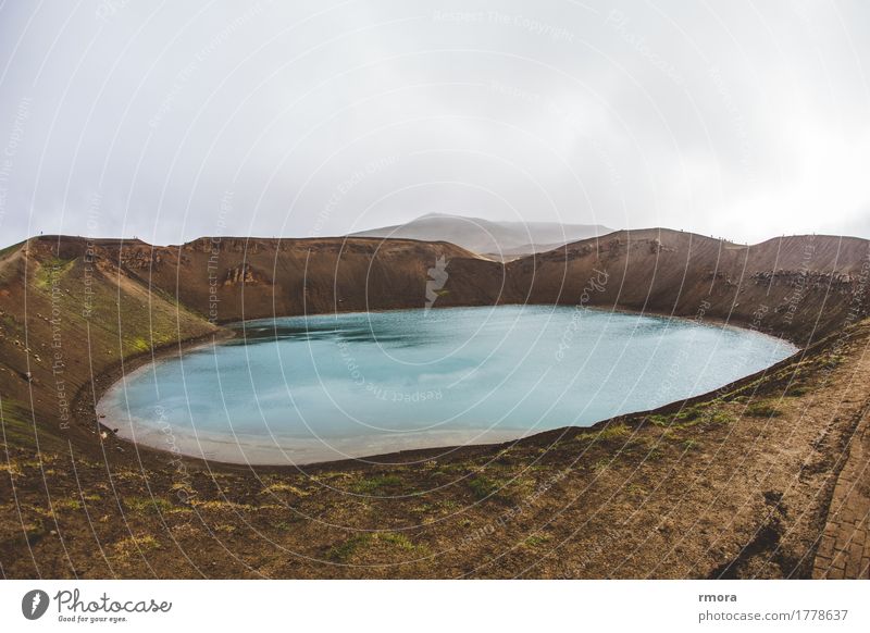 Krafla Environment Nature Earth Water Volcano Iceland Pond Mývatn Outskirts Exotic Fantastic Naked Brown Turquoise Colour photo Exterior shot Morning Wide angle