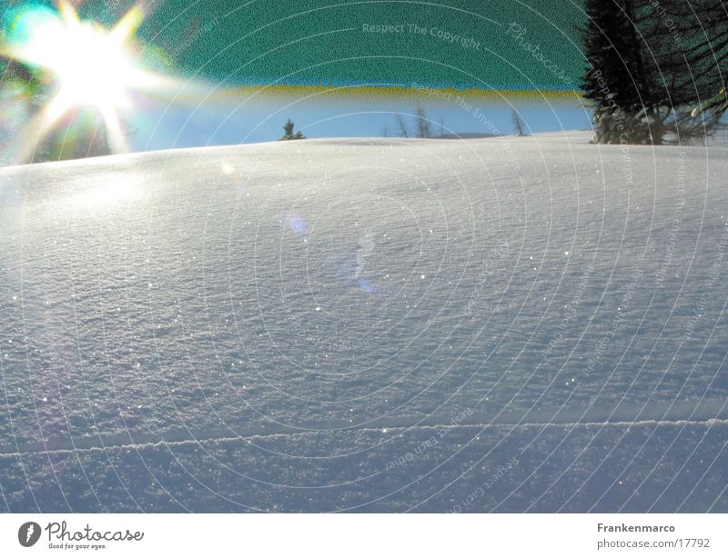 snow blind Back-light Overexposure Untouched Hill Deep snow Mountain Snow Sun Lighting Ski run