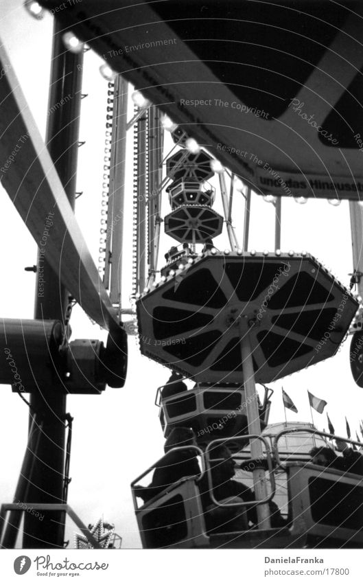In the Ferris Wheel Fairs & Carnivals Ferris wheel Autumn Leisure and hobbies Tall Black & white photo