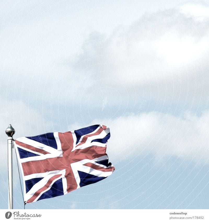 jack Historic Blue Red White Flag Flagpole Union Jack Great Britain Sky Clouds The British Commonwealth of Nations British overseas territories England English