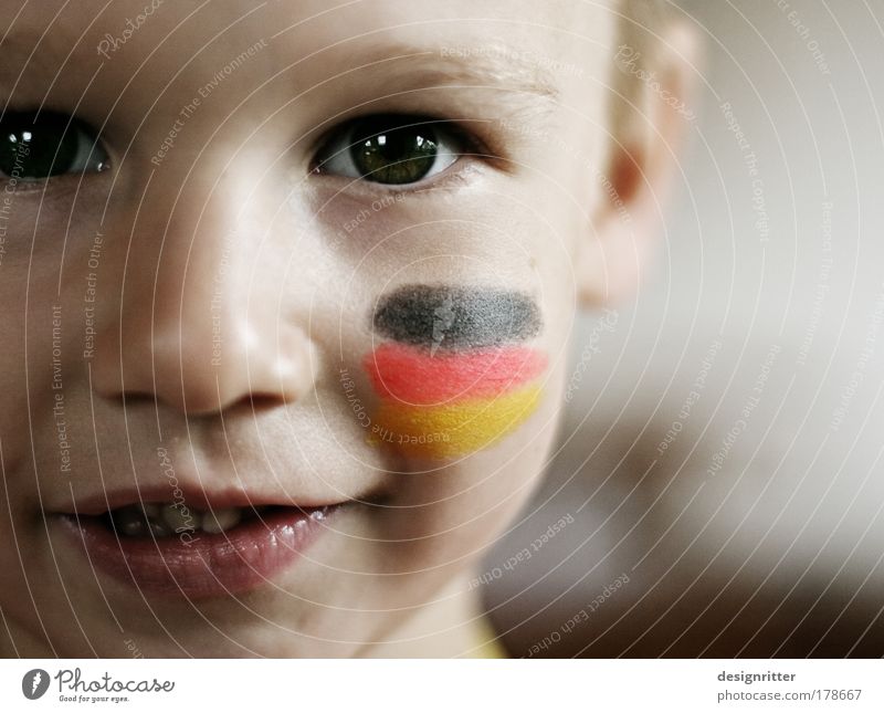 You are Germany Colour photo Subdued colour Close-up Copy Space right Shallow depth of field Portrait photograph Looking into the camera Child Boy (child)