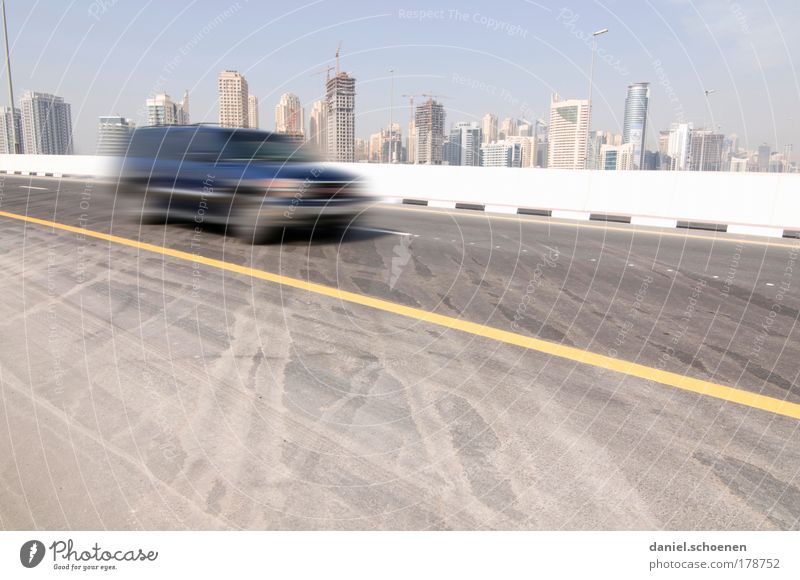 Dubai Copy Space bottom Copy Space middle Day High-rise Transport Road traffic Motoring Street Car Concrete Movement Speed Society Vacation & Travel Growth