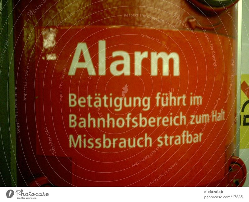 alarm Underground Red Warning signal Alarm Abuse Transport punishable