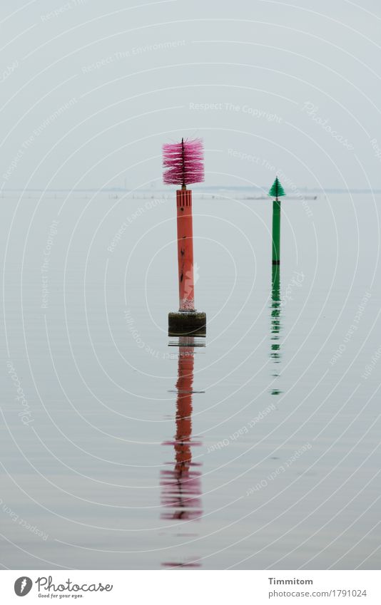 Think of the interdental spaces! Environment Nature Elements Water Fjord Denmark Navigation Signage Warning sign Esthetic Green Red Violet Horizon Reflection