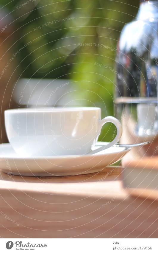 Time for a cup of tea in the sun | take a break. Colour photo Exterior shot Close-up Copy Space top Copy Space bottom Day Sunlight Shallow depth of field Food
