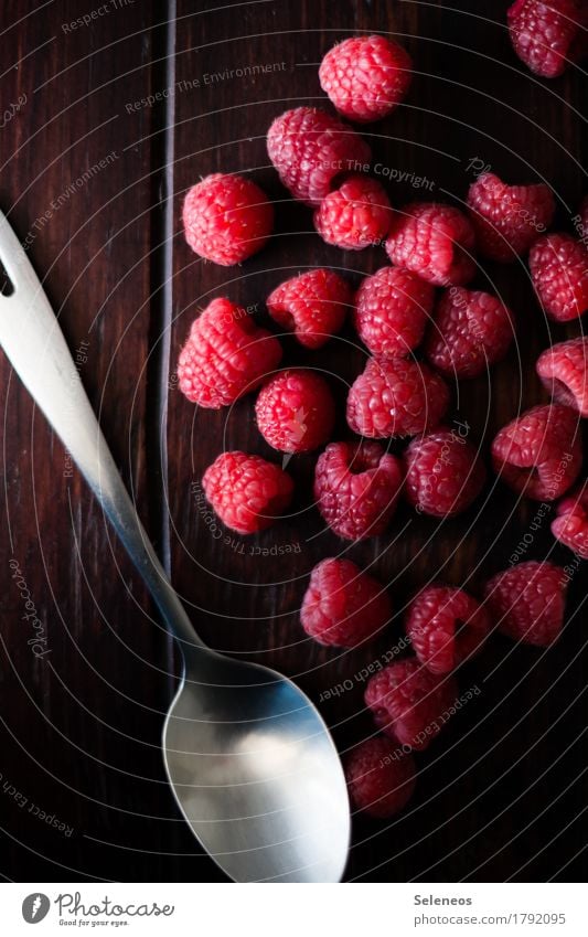 fresh raspberries Food Fruit Raspberry Nutrition Organic produce Vegetarian diet Diet Fasting Cutlery Spoon Life Fresh Healthy Natural Colour photo
