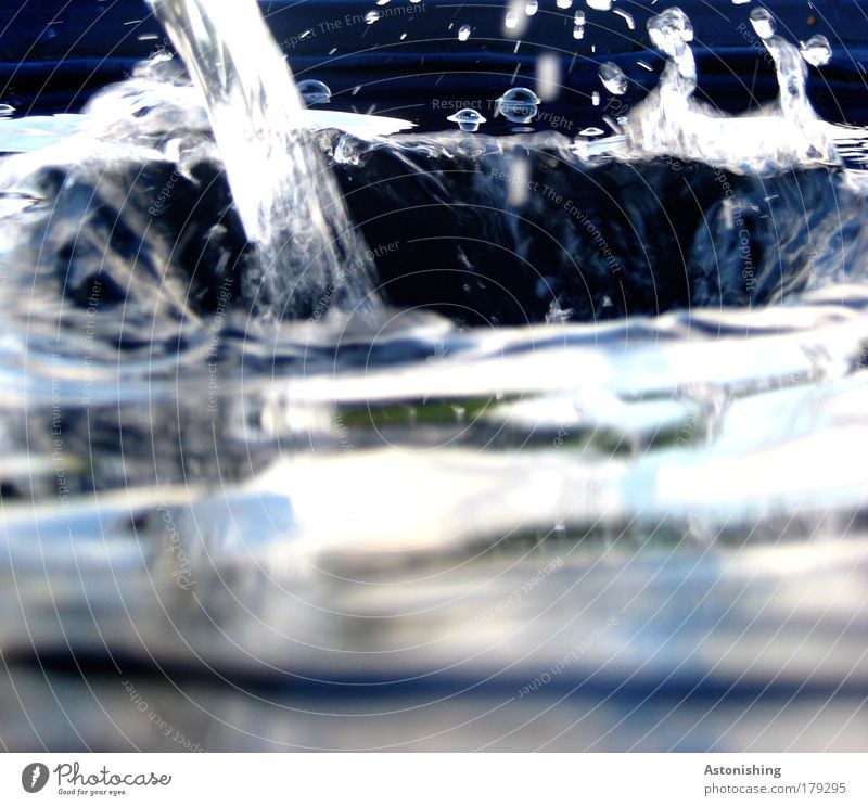 Water - Hole Environment Rain Cold Wet To fall Inject Drops of water Blue White Black Hollow Surface Colour photo Exterior shot Deserted Copy Space bottom Day