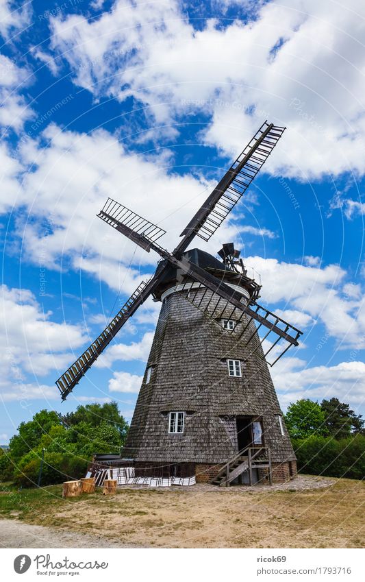 The windmill in Benz on the island of Usedom Relaxation Vacation & Travel Tourism Agriculture Forestry Clouds Tree Architecture Tourist Attraction Landmark Blue