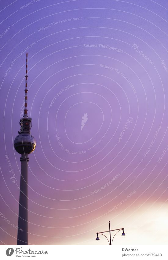 Television tower with lighting Elegant Tourism Sightseeing City trip Dream house TV set Sky Night sky Capital city Tower Manmade structures Architecture Antenna