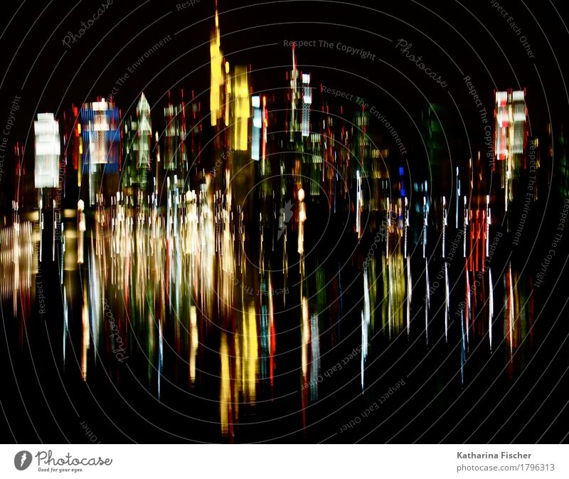 Frankfurt skyline abstract Art Germany Europe Town Downtown House (Residential Structure) Bank building Blue Brown Multicoloured Yellow Gold Gray Green Violet