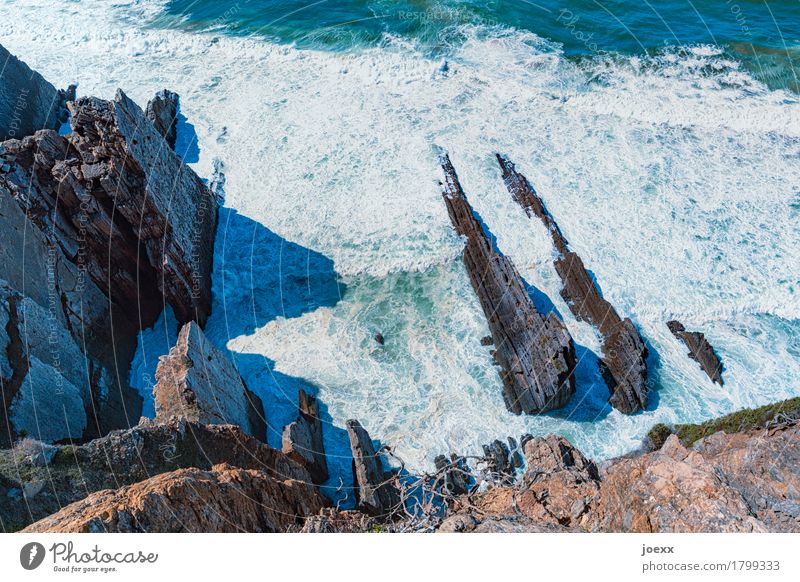 \\ Nature Water Rock Waves Coast Ocean Atlantic Ocean Gigantic Large Tall Wet Dry Blue Brown White Bizarre Chaos Praia Grande Cliff White crest Edge