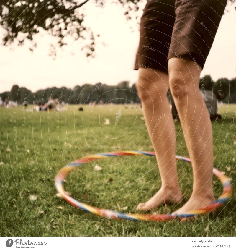 hula show with the ankle! Colour photo Exterior shot Close-up Lomography Copy Space left Evening Twilight Shallow depth of field Worm's-eye view Front view Joy