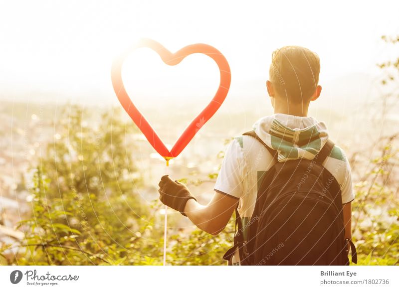 A heart for it Lifestyle Leisure and hobbies Summer Sun Valentine's Day Child Human being Masculine 13 - 18 years Youth (Young adults) Nature Sunrise Sunset