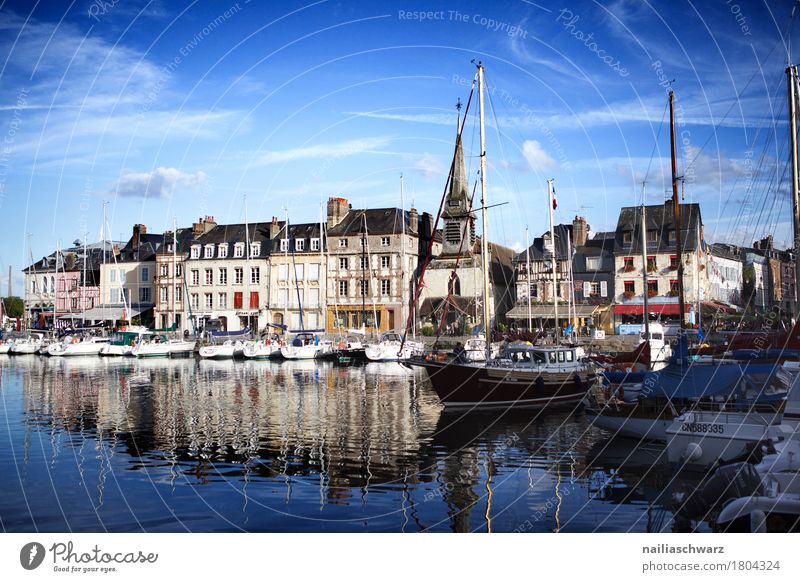 Port of Honfleur France Europe Small Town Port City Downtown Deserted House (Residential Structure) Facade Tourist Attraction Navigation Sailing ship Beautiful