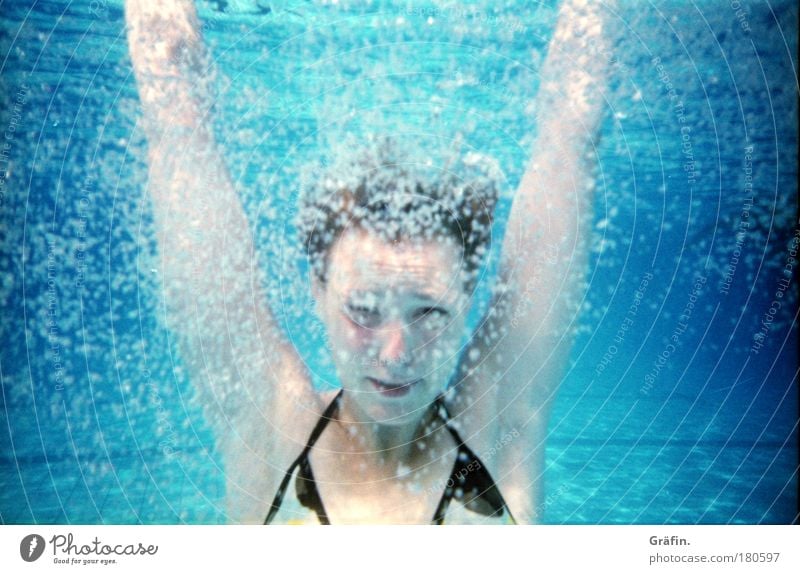 ... a little summer left Underwater photo Blur Looking into the camera Swimming & Bathing Leisure and hobbies Sun Ocean Aquatics Dive Swimming pool Feminine