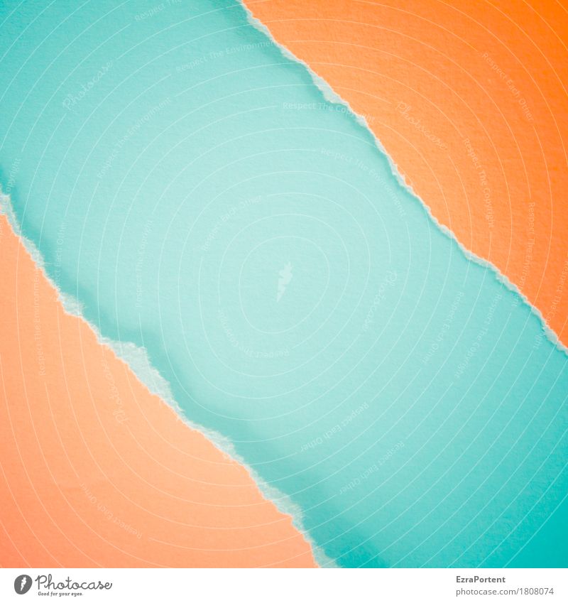 o~B~o Style Design Decoration River bank Paper Line Stripe Blue Orange Turquoise Colour Advertising Background picture Subsoil Divide Crack & Rip & Tear Broken