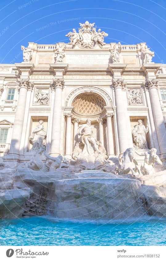 trevi fountain in rom with blue sky Tourism Town Old town Architecture Historic trevibrune Trevi Trevi well Rome Well History of the Italy travel Roman Tomb
