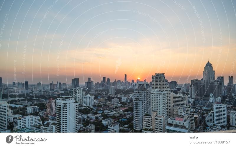 Bangkok skyline at sunset panorama Office Town Downtown Skyline High-rise Architecture Discover Sunset Quarter sukhumvit Bench Asia Thailand City of Angels