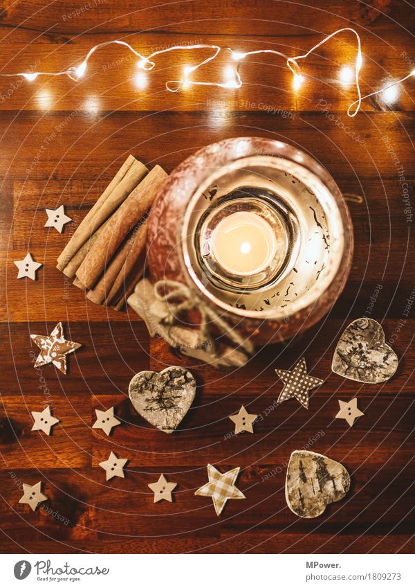 christmas greetings Heart Tea warmer candle Bow Kitsch Christmas & Advent Wood Glass Gold Fairy lights Decoration Christmas decoration Star (Symbol) Cinnamon