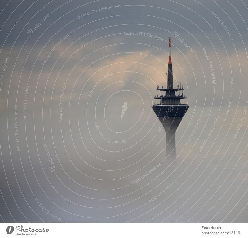 Radio tower above the clouds? Colour photo Subdued colour Exterior shot Deserted Day Blur Telecommunications Technology Advancement Future High-tech