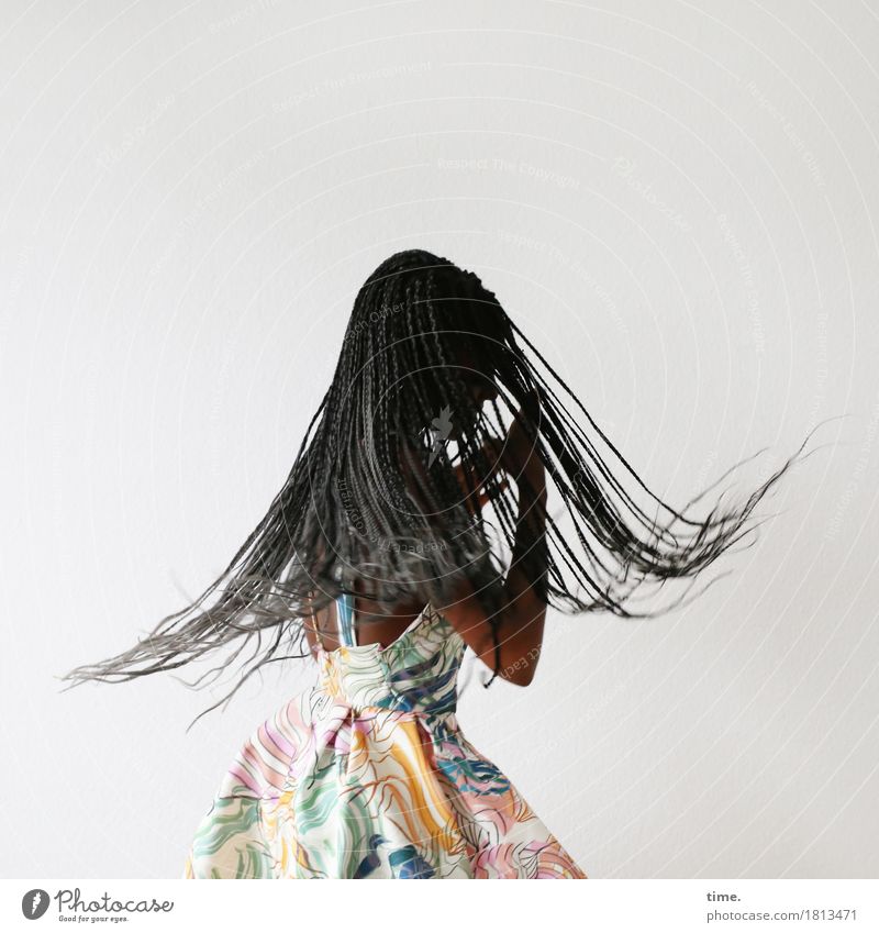 . Feminine 1 Human being Art Dance Dancer Dress Hair and hairstyles Black-haired Long-haired Dreadlocks Movement Rotate To hold on Esthetic Fresh Beautiful Joy