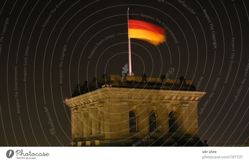 German flag Deserted Tourist Attraction Landmark Monument Reichstag Flag Together Historic Gold Red Black Might Calm Movement Politics and state German Flag