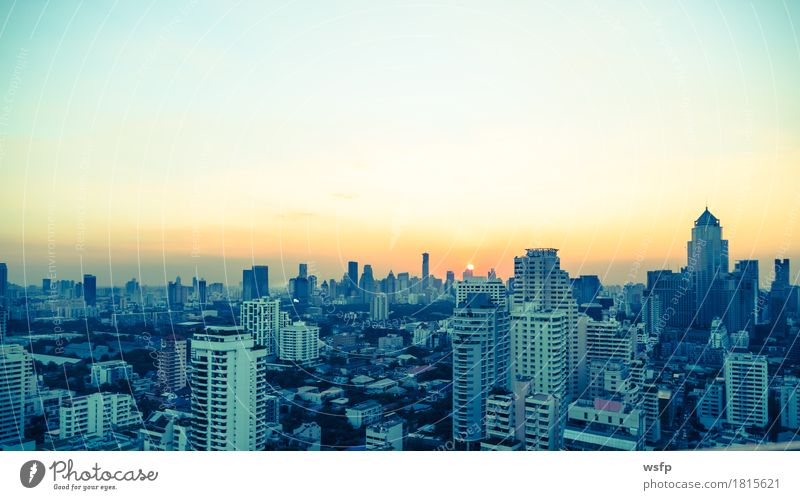 Bangkok skyline at sunset panorama Office Town Downtown Skyline High-rise Architecture Sunset Quarter sukhumvit Bench Asia Thailand City of Angels Filter